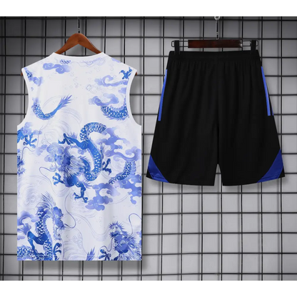 Kit Entraînement Real Madrid Motifs Blanc & Bleus 2025/2026 - Vêtements de sport