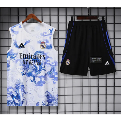 Kit Entraînement Real Madrid Motifs Blanc & Bleus 2025/2026 - Vêtements de sport
