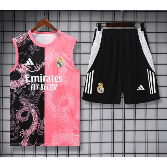 Kit Entraînement Real Madrid Motifs Noir & Rose 2025/2026 - Vêtements de sport
