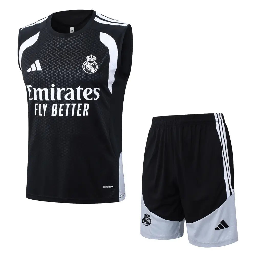 Kit Entraînement Real Madrid Noir et blanc 2025/2026 - Vêtements de sport