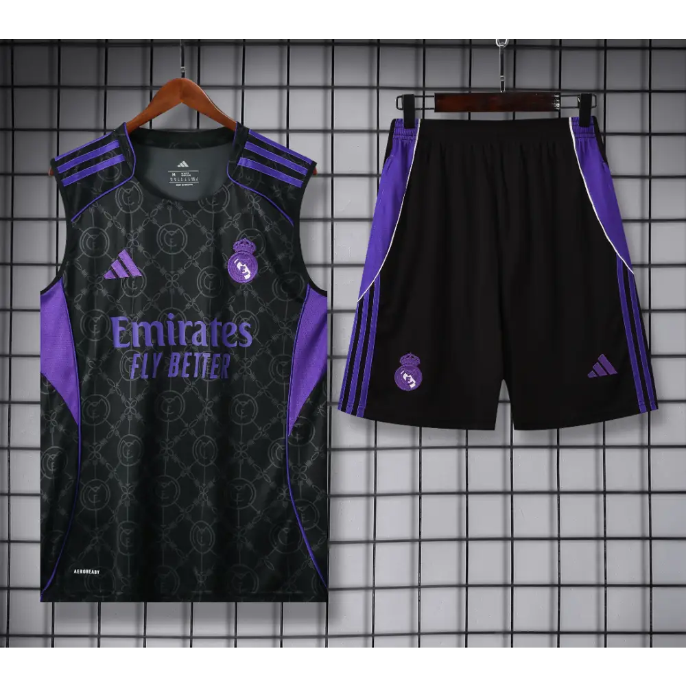 Kit Entraînement Real Madrid Noir & Violet 2025/2026 - Vêtements de sport