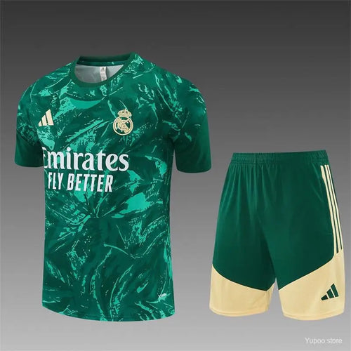Kit Entraînement Real Madrid vert 2025/2026 Manches courtes - Vêtements de sport