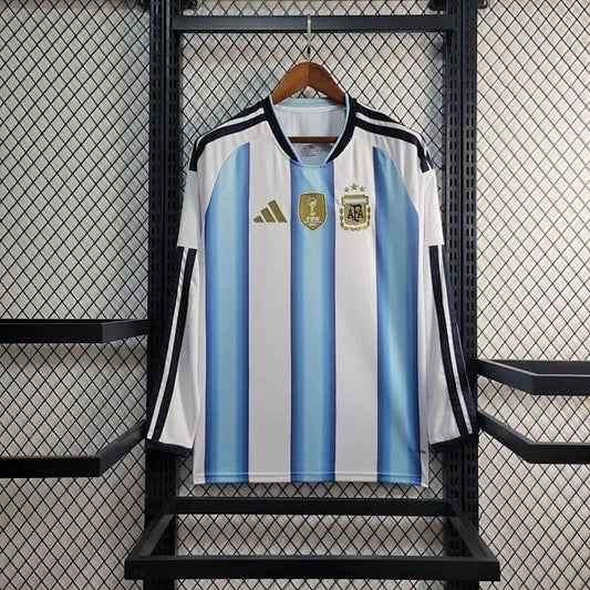 Maillot Argentine Coupe du Monde 2026 Domicile Patch Champions du Monde Manches longues - Vêtements de sport