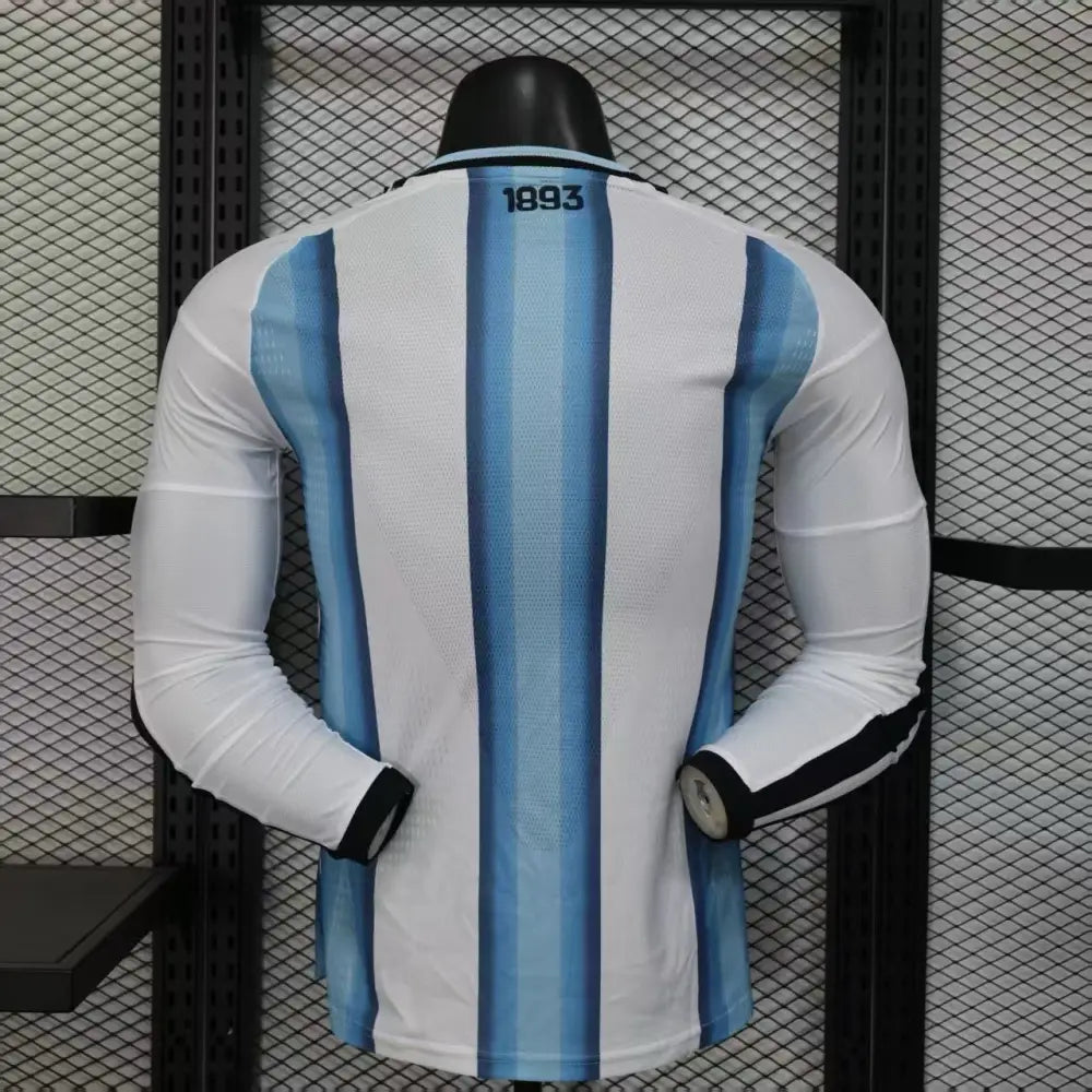 Maillot Argentine Coupe du Monde 2026 Domicile Patch Champions du Monde Manches longues Version Joueur - Vêtements