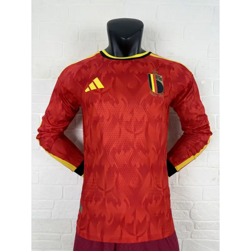 Maillot Belgique Coupe du Monde 2026 Domicile Version Joueur Manches Longues - Vêtements de sport