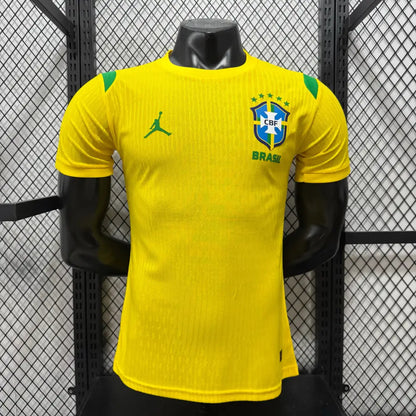 Maillot Brésil Coupe du Monde 2026 Pré match Version Joueur Jaune - Vêtements de sport