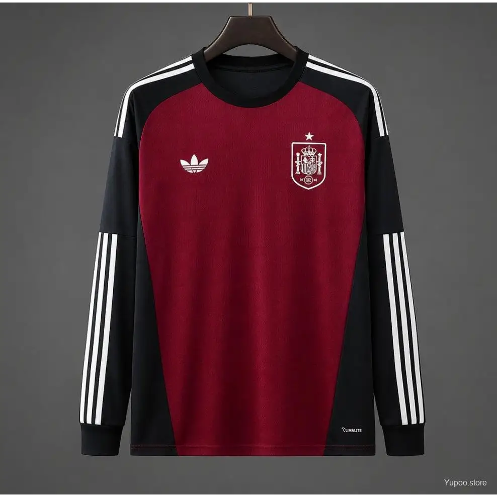 Maillot Espagne Coupe du Monde 2026 Gardien Bordeaux Manches longues - Vêtements de sport