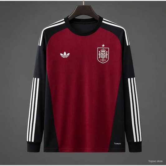 Maillot Espagne Coupe du Monde 2026 Gardien Bordeaux Manches longues - Vêtements de sport