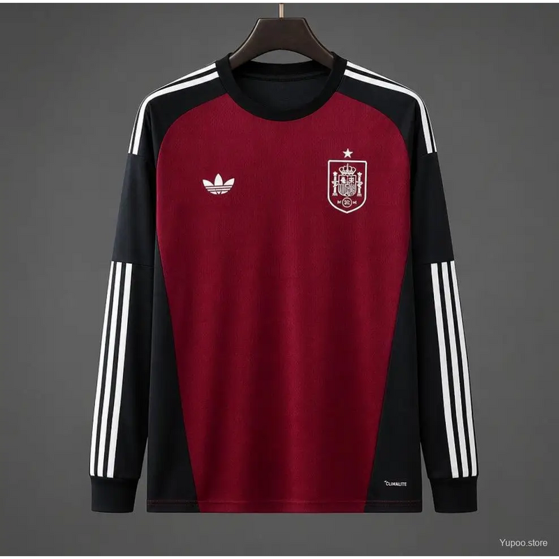 Maillot Espagne Coupe du Monde 2026 Gardien Bordeaux Manches longues - Vêtements de sport