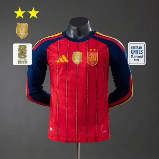 Maillot Espagne Domicile manches longues version joueur Coupe du Monde 2026 2 étoiles - Vêtements de sport