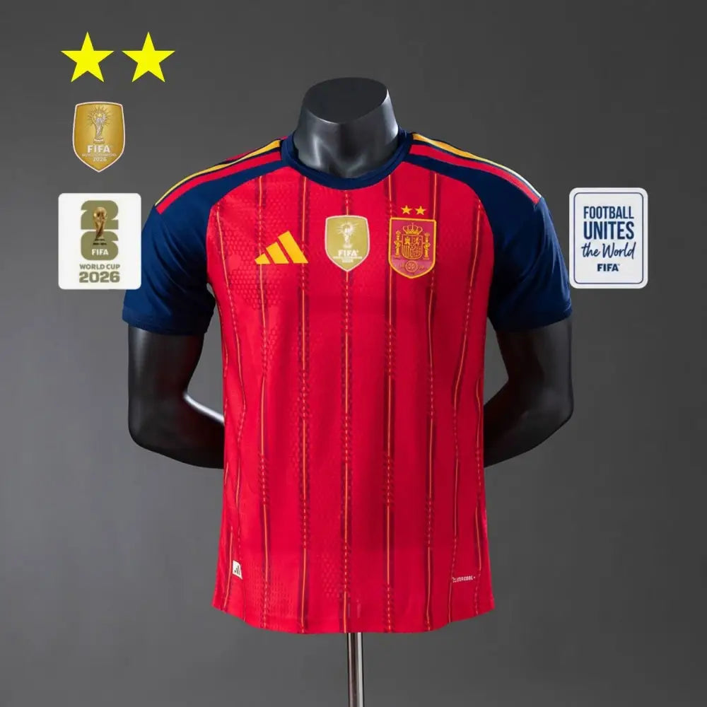 Maillot Espagne Domicile version joueur Coupe du Monde 2026 2 étoiles - Vêtements de sport