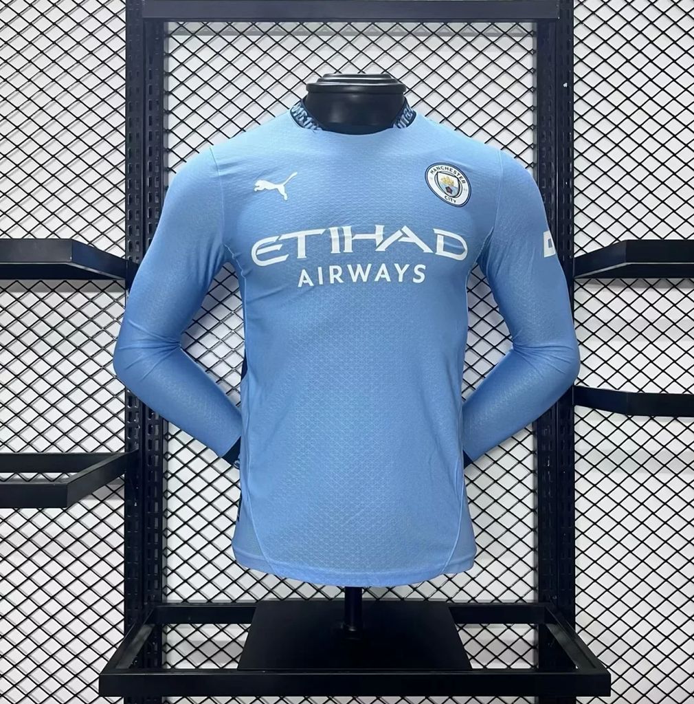 Manchester City Domicile 2024/2025 - Version Joueur manches longues ( + 7€) / S - Vêtements de sport