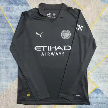 Manchester City Manches Longues Noir Extérieur 2025/2026 Vêtements de sport