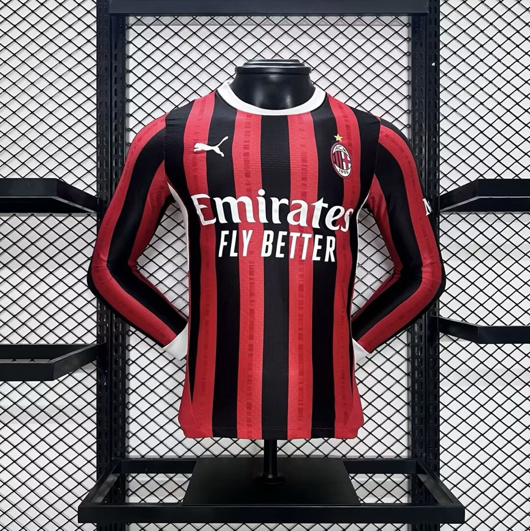 Milan AC Domicile 2024/2025 - Version Joueur manches longue ( + 7€) / S - Vêtements de sport