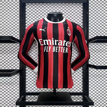 Milan AC Domicile 2024/2025 - Version Joueur manches longue ( + 7€) / S - Vêtements de sport