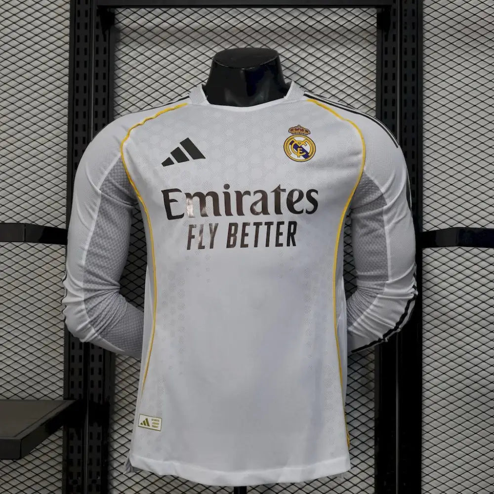 Real Madrid Domicile Manches Longues Version Joueur 2025/2026 - Domicile / S - Vêtements de sport