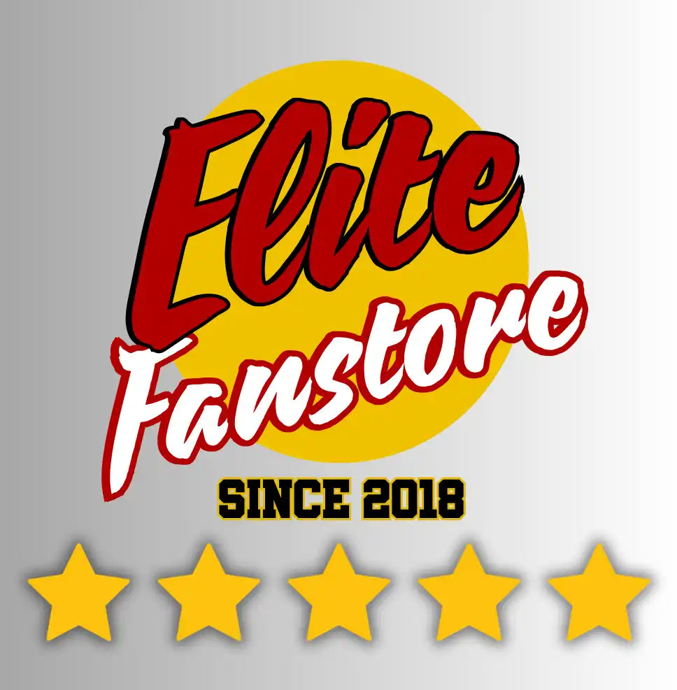 Logo rouge et blanc de l'« Elite Fanstore » avec le texte « SINCE 2018 » et cinq étoiles jaunes en dessous.