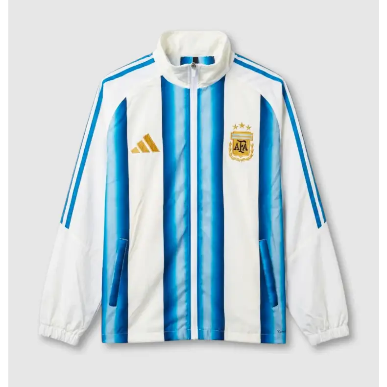 Survêtement Coupe-Vent Argentine Blanc & Rayures Bleues 2026 - Vêtements de sport