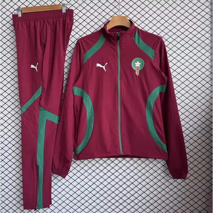 Survêtement Coupe-Vent Maroc Rouge & Vert 2026 - Vêtements de sport