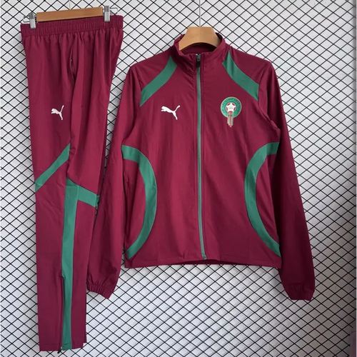 Survêtement Coupe-Vent Maroc Rouge & Vert 2026 - Vêtements de sport