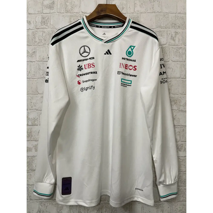 T shirt mercedes blanc manches longues - Vêtements de sport