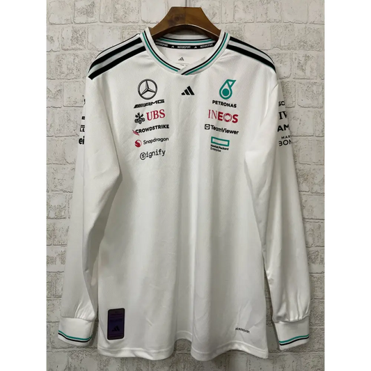 T shirt mercedes blanc manches longues - Vêtements de sport