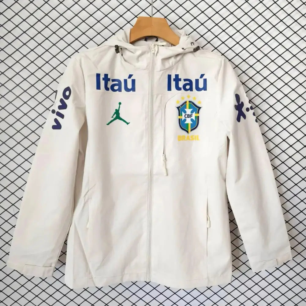 Veste A Capuche Coupe-Vent Brésil 2026/2027 Beige - Vêtements de sport