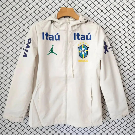Veste A Capuche Coupe-Vent Brésil 2026/2027 Beige - Vêtements de sport