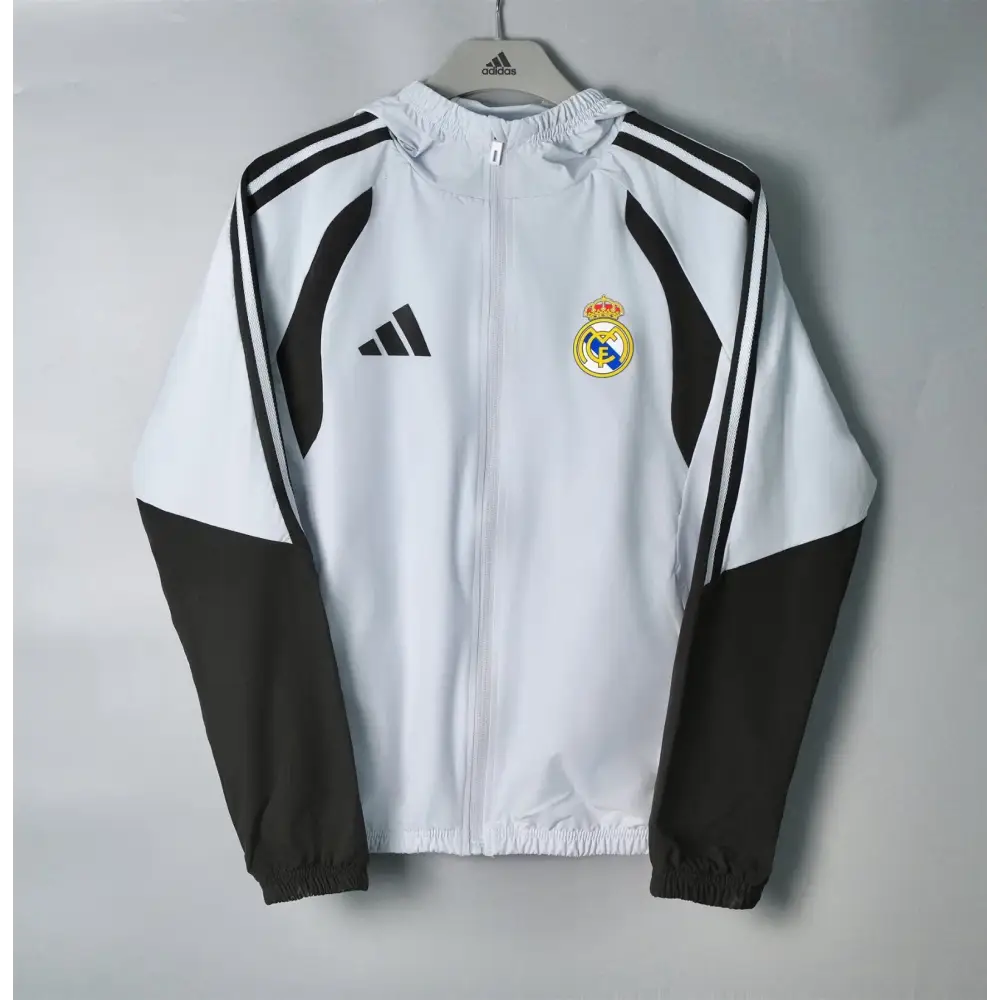 Veste A Capuche Coupe-Vent Real madrid 2026/2027 blanc - Vêtements de sport