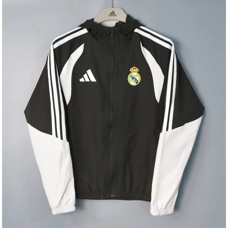 Veste A Capuche Coupe-Vent Real madrid 2026/2027 noir - Vêtements de sport