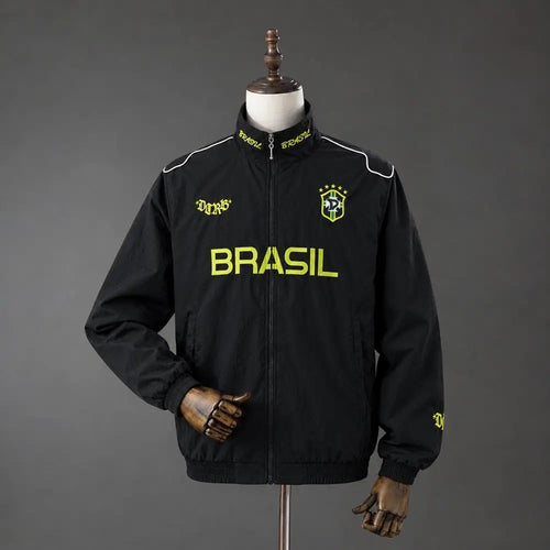 Veste Coupe-Vent Brésil 2026/2027 Noir & Jaune - Vêtements de sport