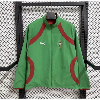 Veste Coupe-Vent Réversible Maroc Rouge & Vert 2026 - Vêtements de sport