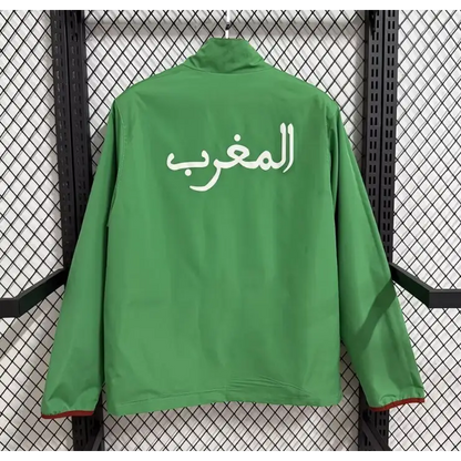 Veste Coupe-Vent Réversible Maroc Rouge & Vert 2026 - Vêtements de sport