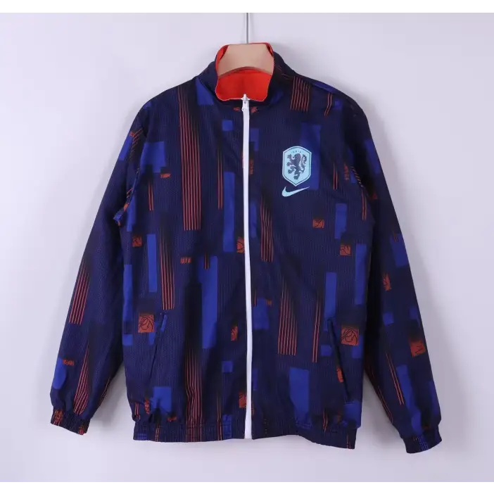 Veste Coupe-Vent Réversible Pays Bas Orange & Bleu 2026 - Vêtements de sport